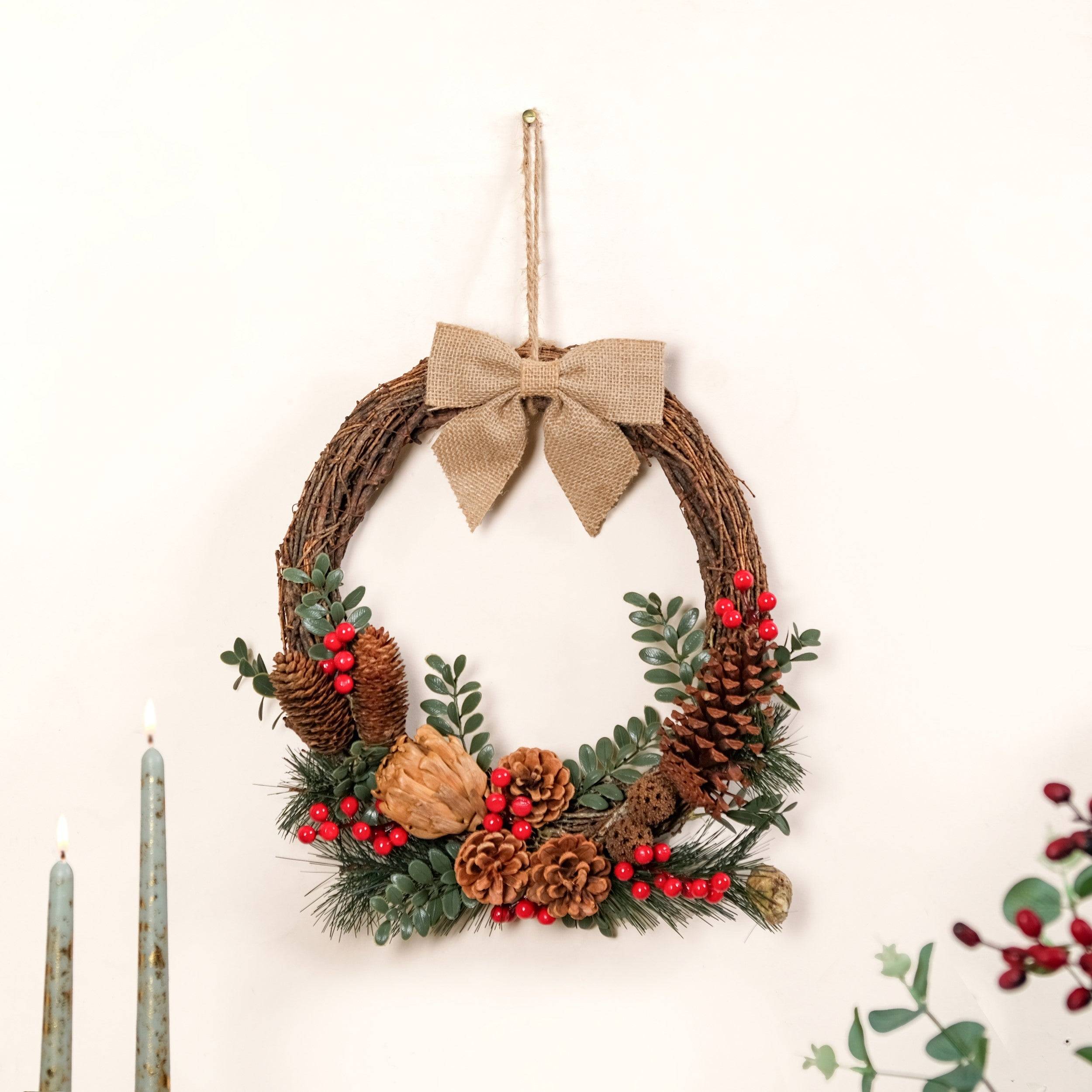 Berry Bow Ecofriendly Decorative Festive Wreath