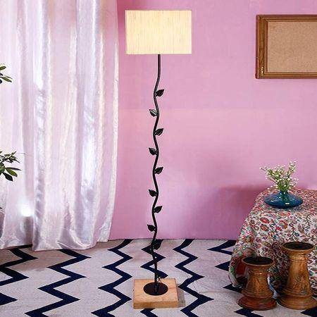 Edythe White Cotton Shade Floor Lamp