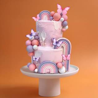 Butterfly N Rainbow Theme Cake