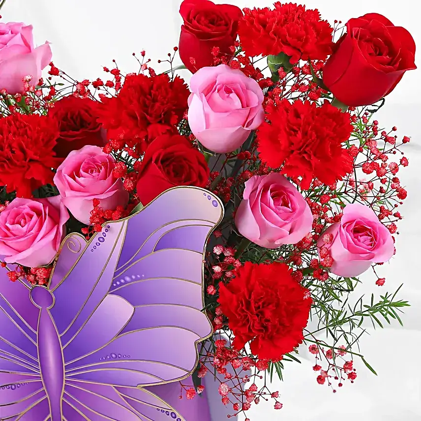 Butterfly Red Rose Romance