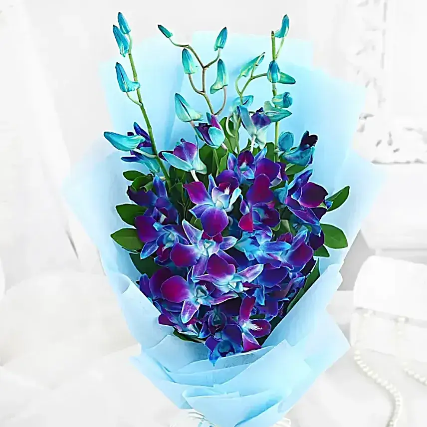 Butterscotch Bento Cake N Misty Azure Orchids