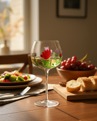 Red Blossom Wine Glass - Set Of 6