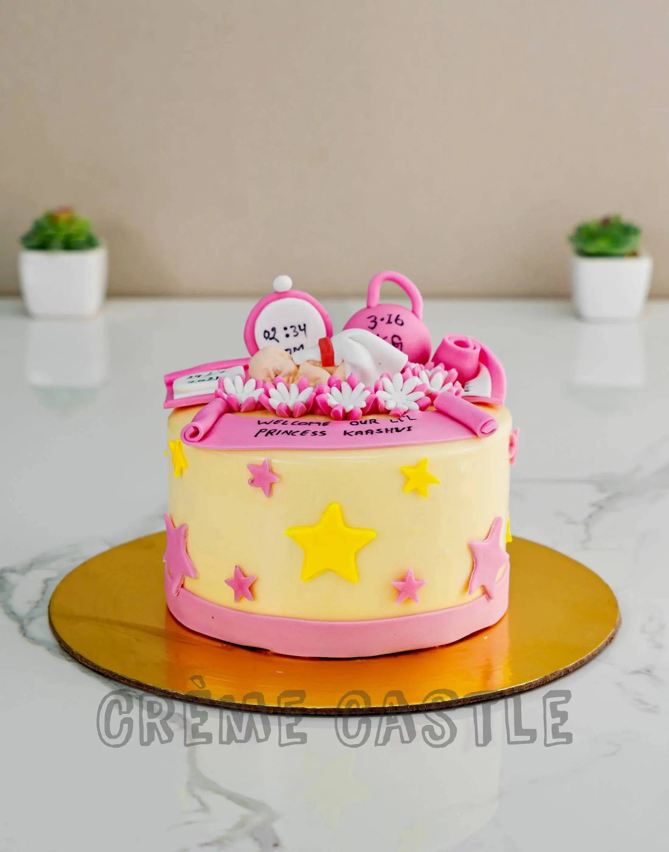Pink Welcome Baby Design Cake