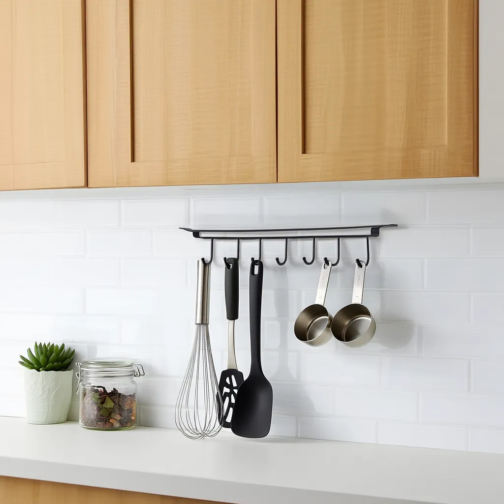 Cabinet Cup Holder Rack – 6 Hooks Hanging Mug Holder for Kitchen, Drilling-Free Cup & Utensil Organizer (Pack of 1) Buy @ ₹99
