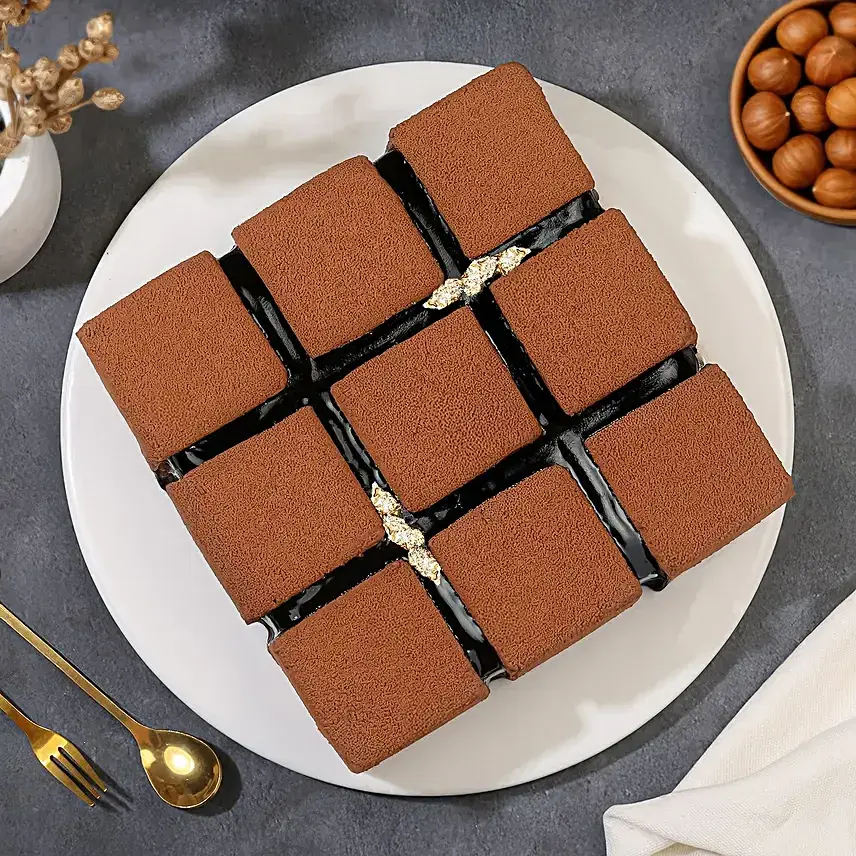 Cacao Hazelnut Gateau Cake Eggless