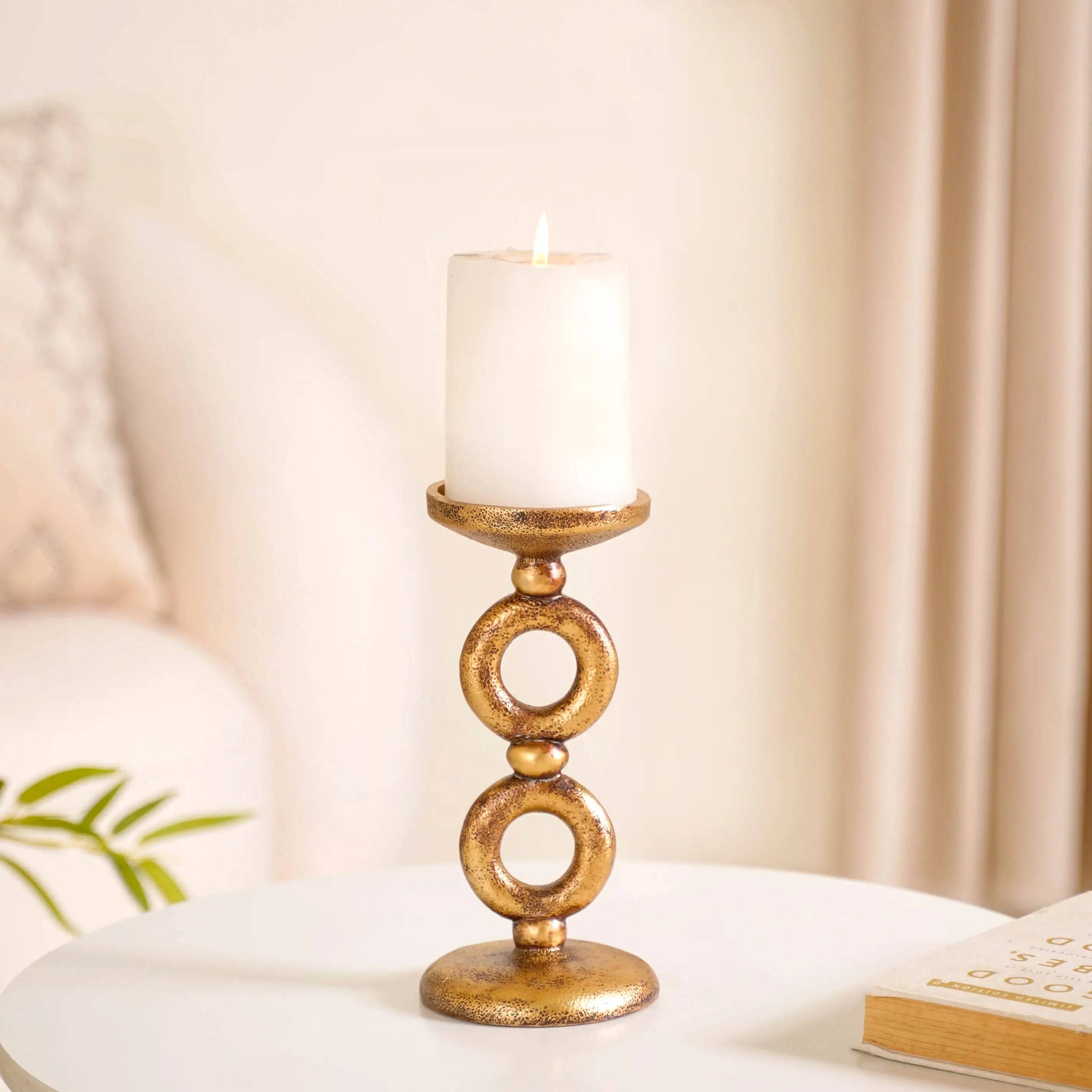 Antique Finish Rings Candle Stand Gold