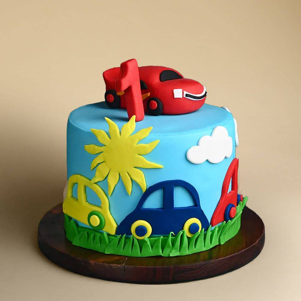 Vibrant Cars Birthday Cake
