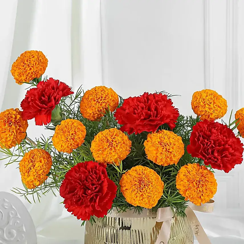 Carnation and Marigold Floral Arrangement