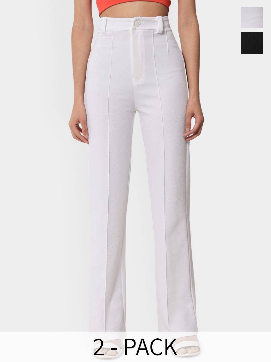 Kotty Women Relaxed Straight Leg Straight Fit High-Rise Easy Wash Trousers