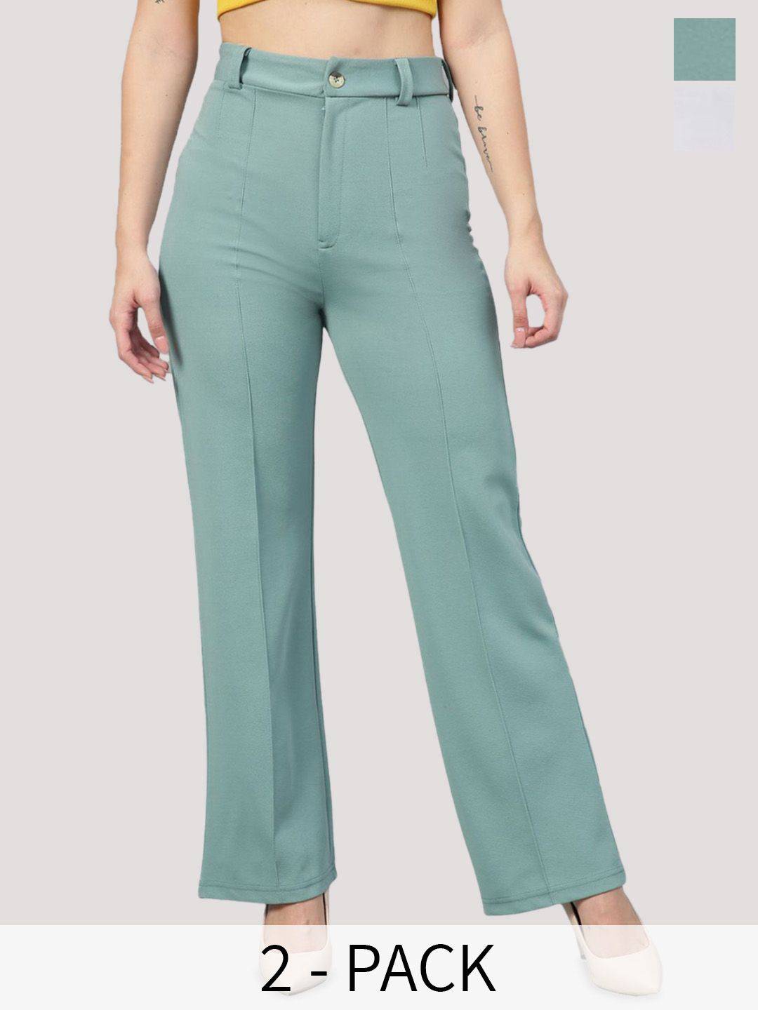 KOTTY BIZwear Women Relaxed Straight Leg Straight Fit High-Rise Easy Wash Trousers