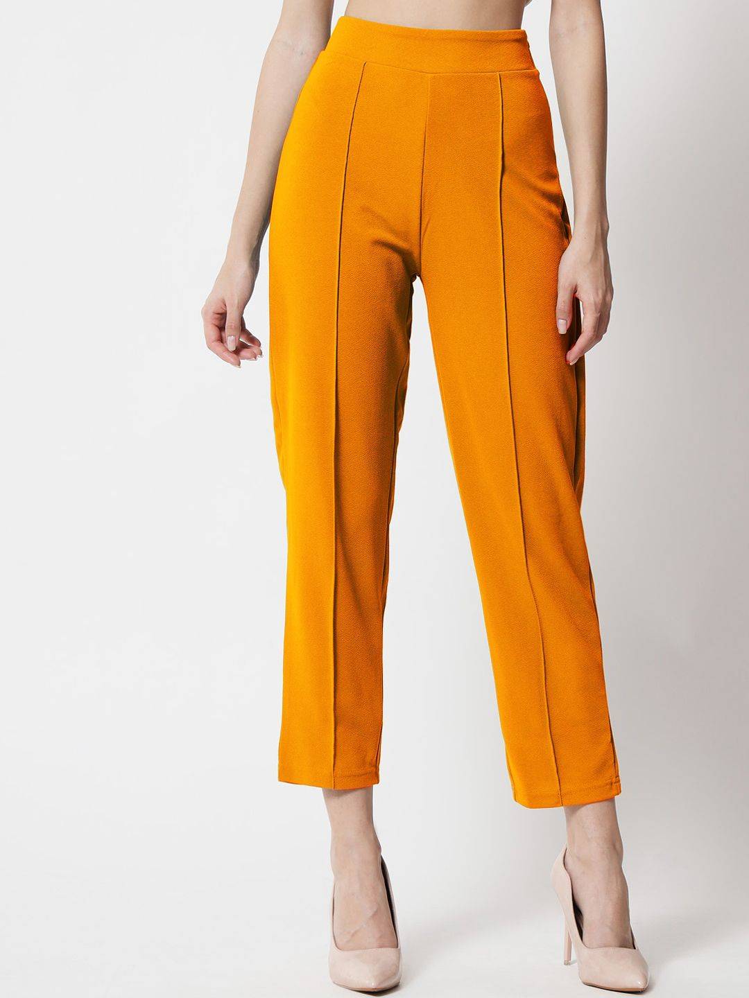 Kotty Women Relaxed Straight Fit High-Rise Easy Wash Trousers
