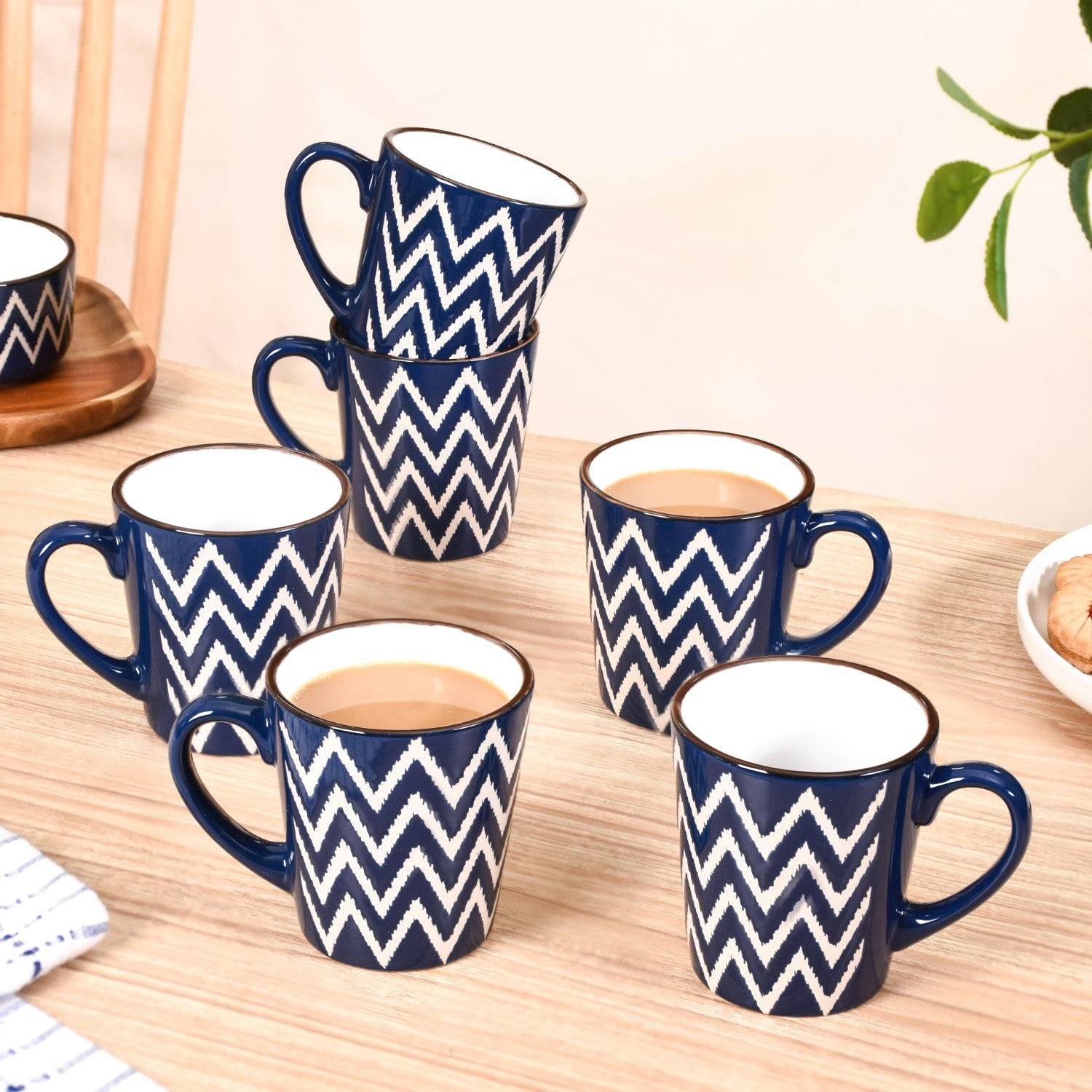 Oscilla Tea Cup Set Of 6 Navy 250ml buy only at ₹1050