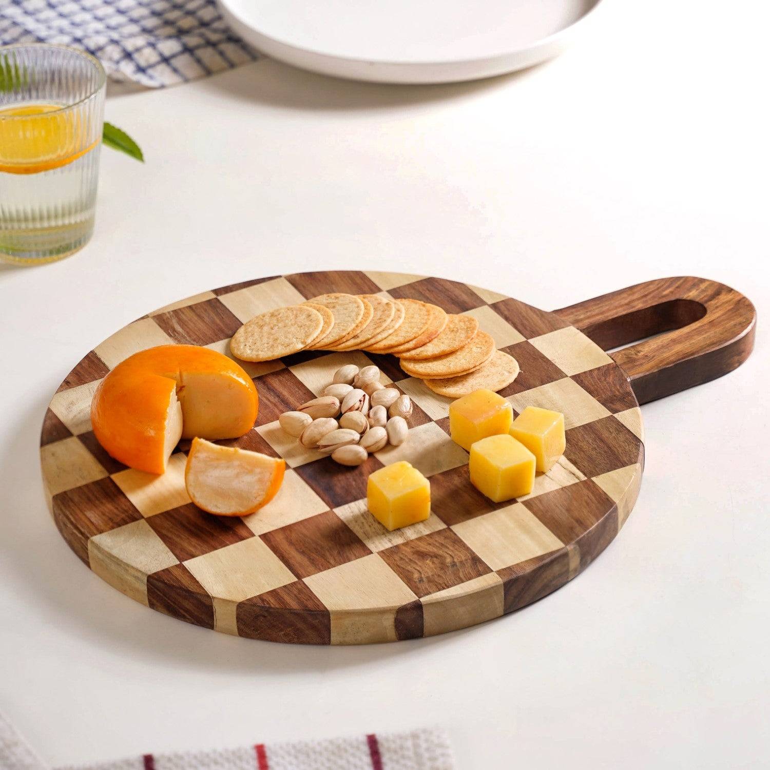 Serve And Slice Atelier Round Checkered Cheese Platter 30cm