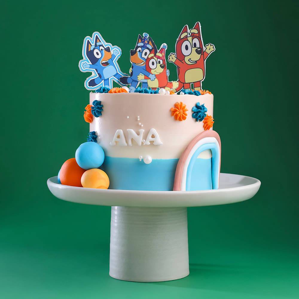 Cheerful Bluey Theme Cake