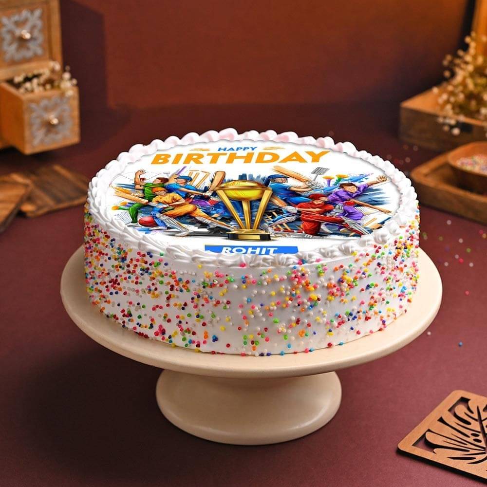 Chic Cricket Photo Cake