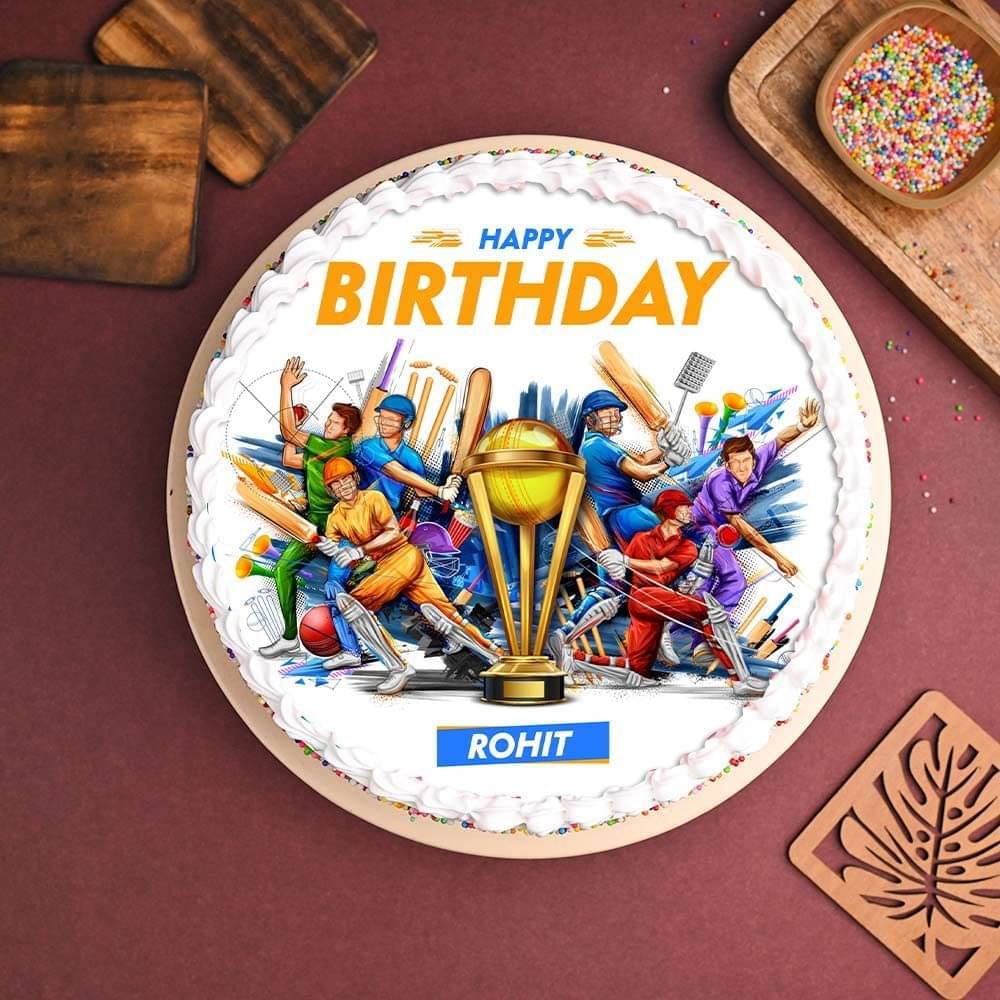 Chic Cricket Photo Cake