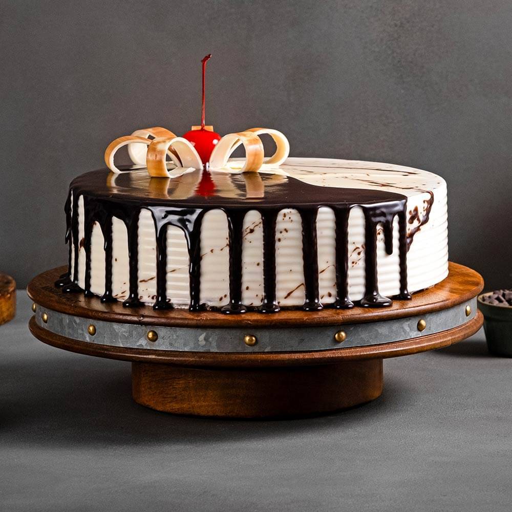 Chocolate Vanilla Half & Half Cake