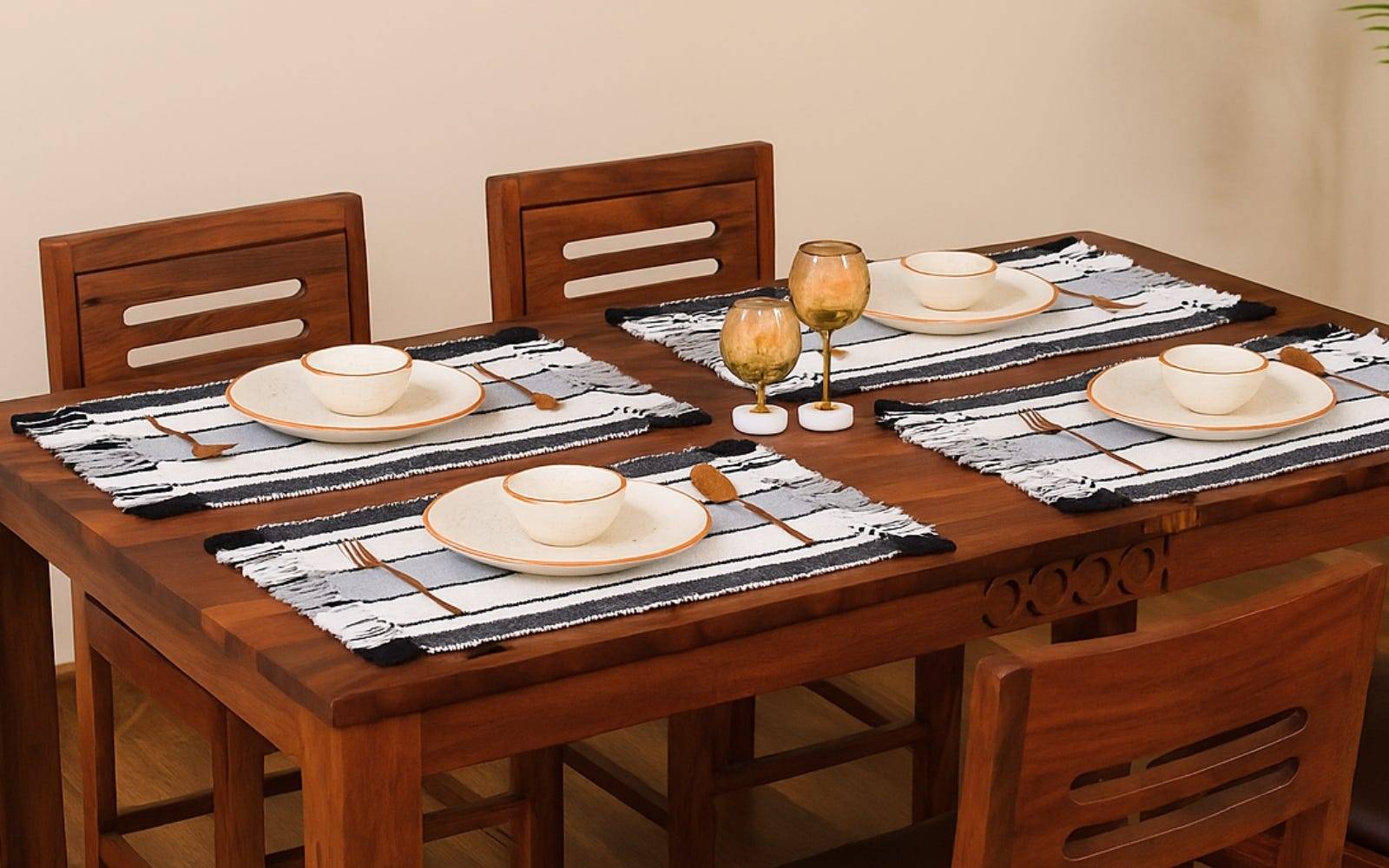 Royaloak Maze Handwoven Cotton Tablemat - Grey Set of 2