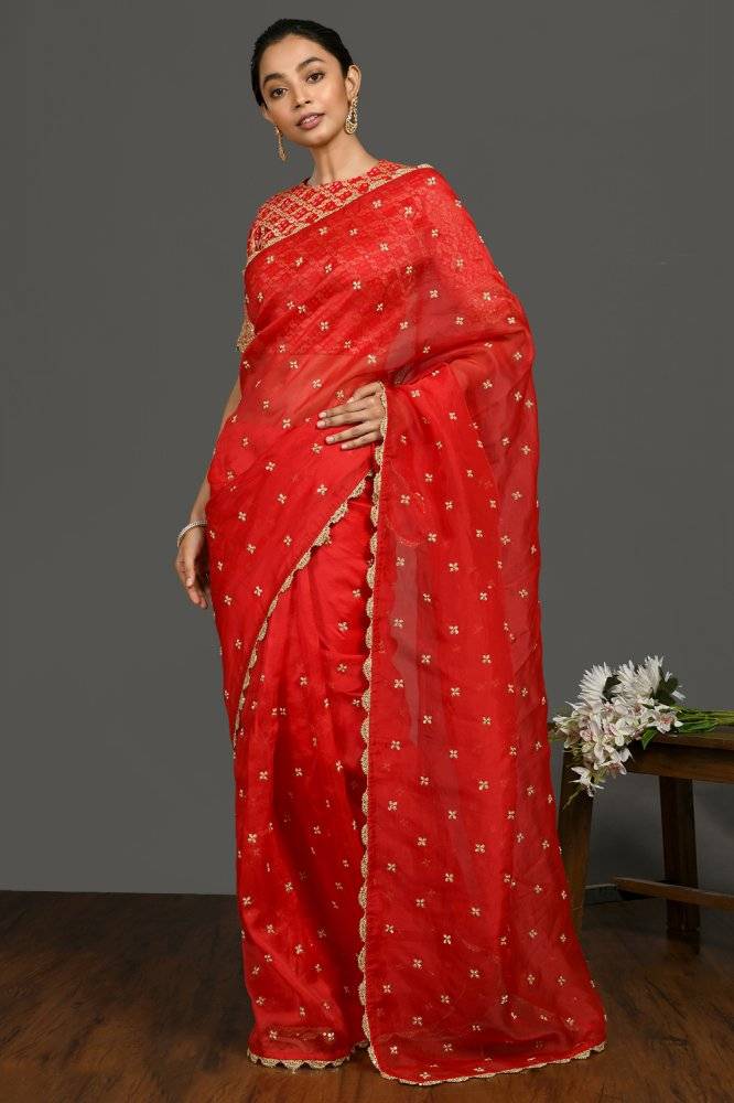 Classic Red Organza Saree Buy at ₹17495