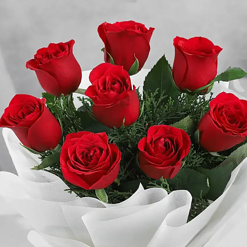 Classy 8 Red Roses Bouquet
