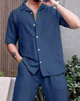 Blue Color Mens Full Set Trouser And Shirt Half Sleeves