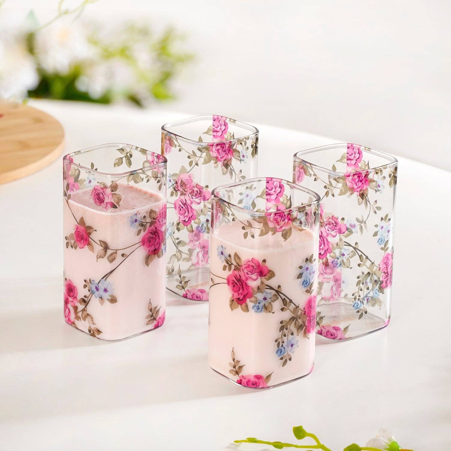 Pink Roses Cocktail Glass Set Of 4 340ml buy only at ₹1350