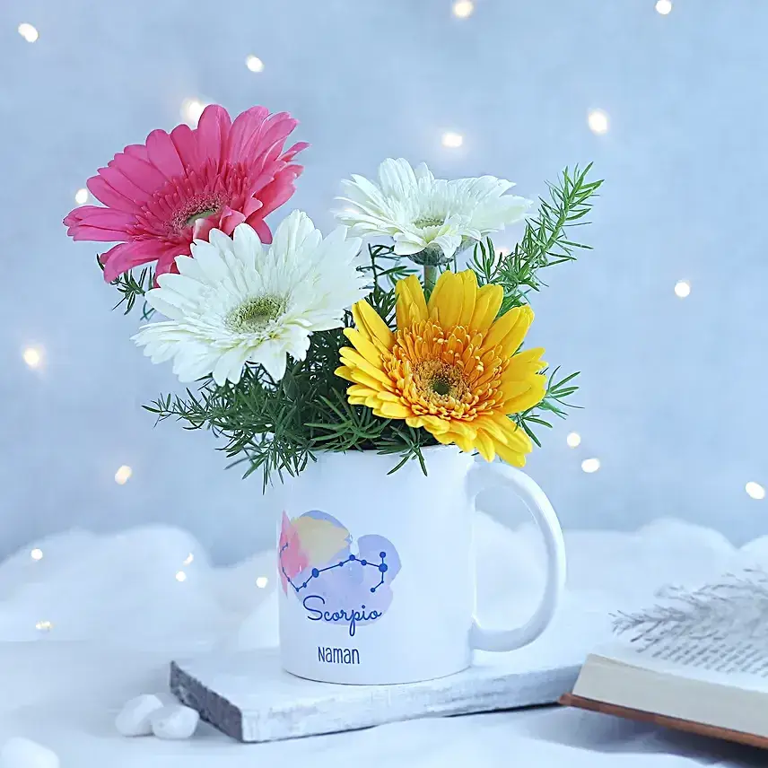 Colourful Gerberas Scorpio Personalised Mug