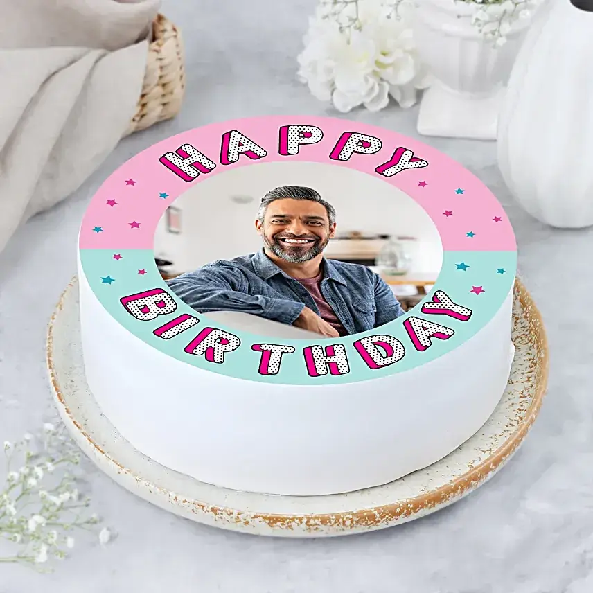 Confetti Birthday Vanilla Photo Cake- Half Kg