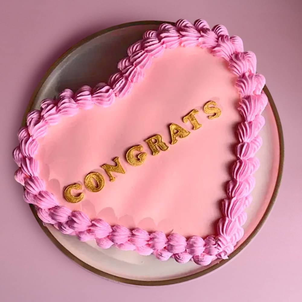 Congrats Heart Shaped Cake