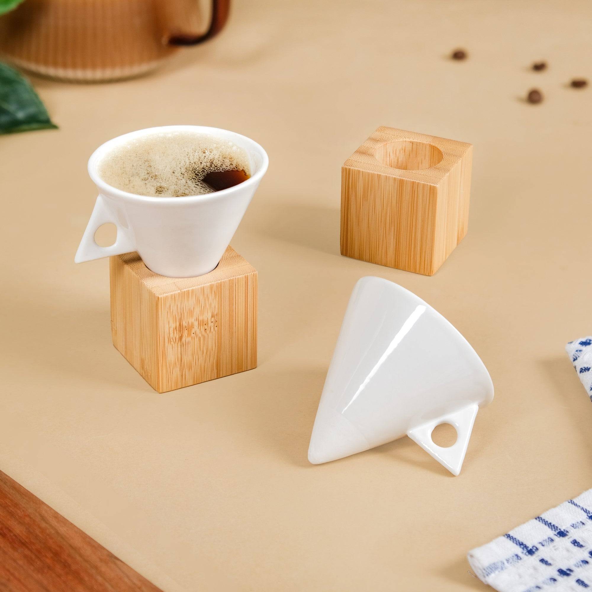 Conical Espresso Cup With Stand Set Of 2 90ml buy only at ₹850