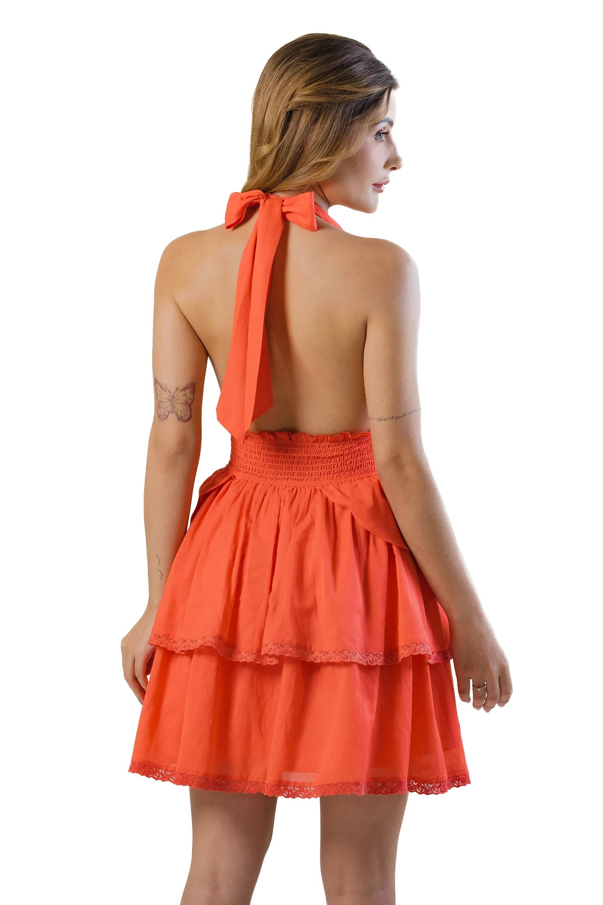 Poppy Lace Halter Mini Dress