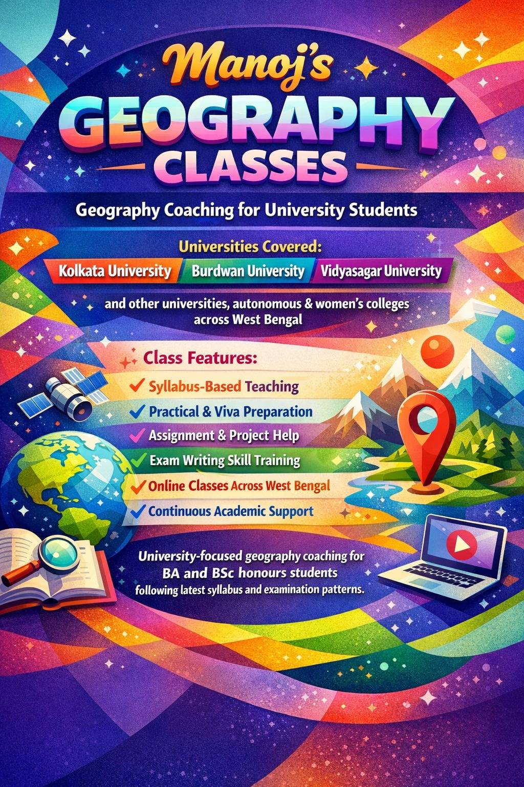 Online Geography Honours Tutor Course for Kolkata University