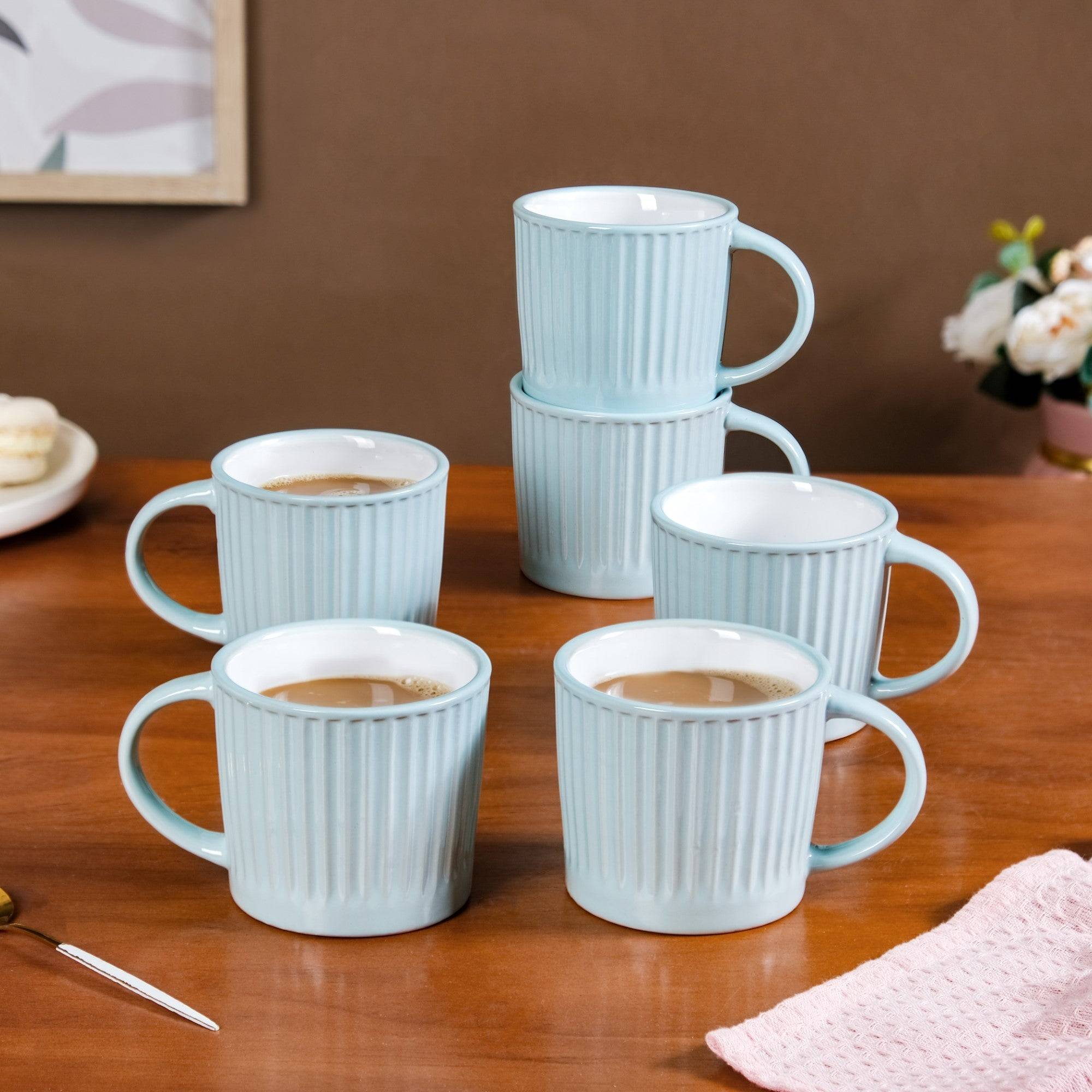 Cresta Ceramic Coffee Cup Set Of 6 Blue 300ml buy only at ₹1050