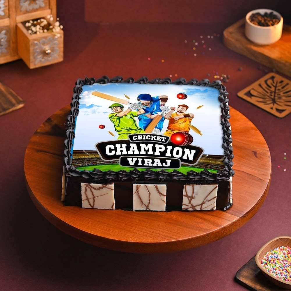 Cricket Champion Photo Cake