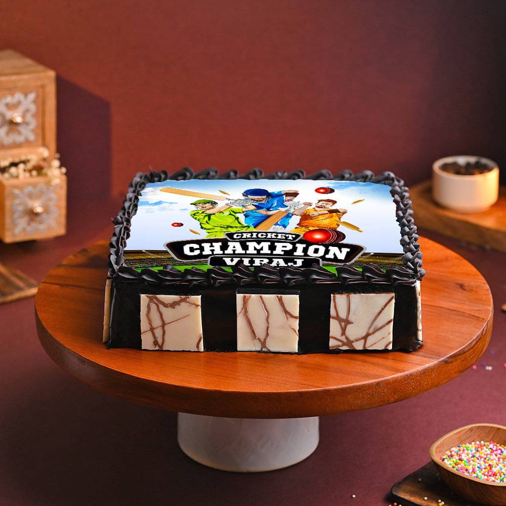 Cricket Champion Photo Cake