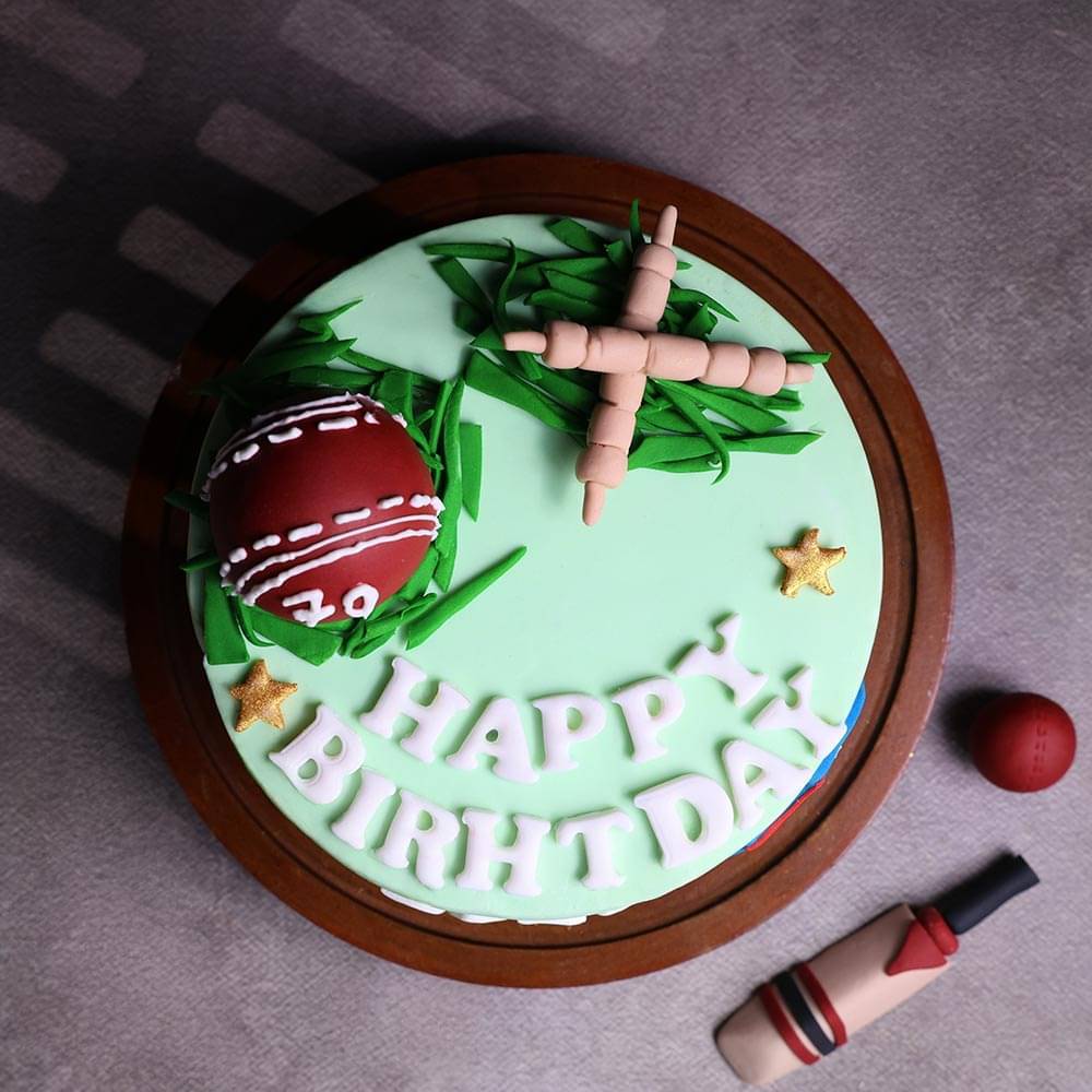 Cricket Fan Theme Birthday Cake