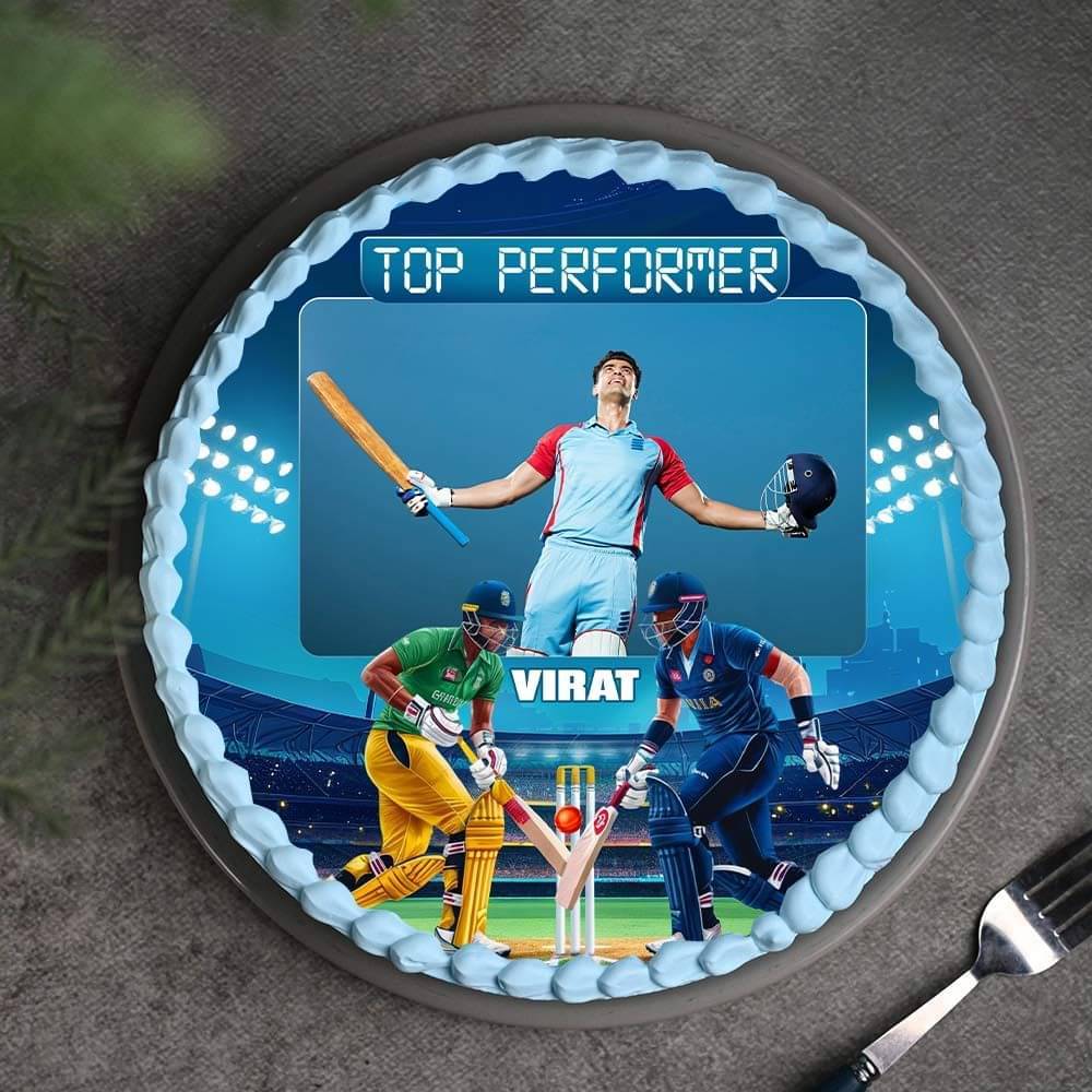 Cricket Frenzy Photo Cake