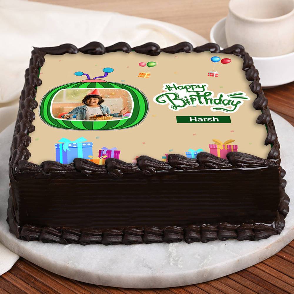 Round White Funfetti Photo Bday Cake