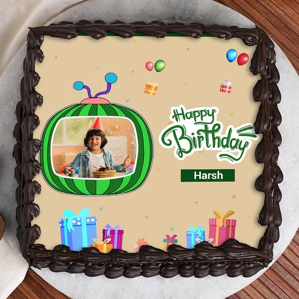 Round White Funfetti Photo Bday Cake