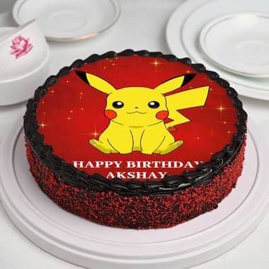 Choco Red Velvet Birthday Pikachu Cake
