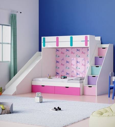 Sleep N SlideBunk Bed 6X5 Drawers On Wheels In Pink Colour59
