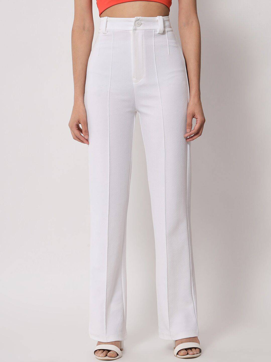 KOTTY BIZwear Women Relaxed Straight Leg Straight Fit High-Rise Easy Wash Trousers