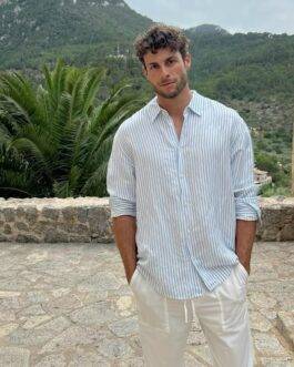 Old Money Stripes Blue and Beige Premium Striped Men?s Shirt Combo