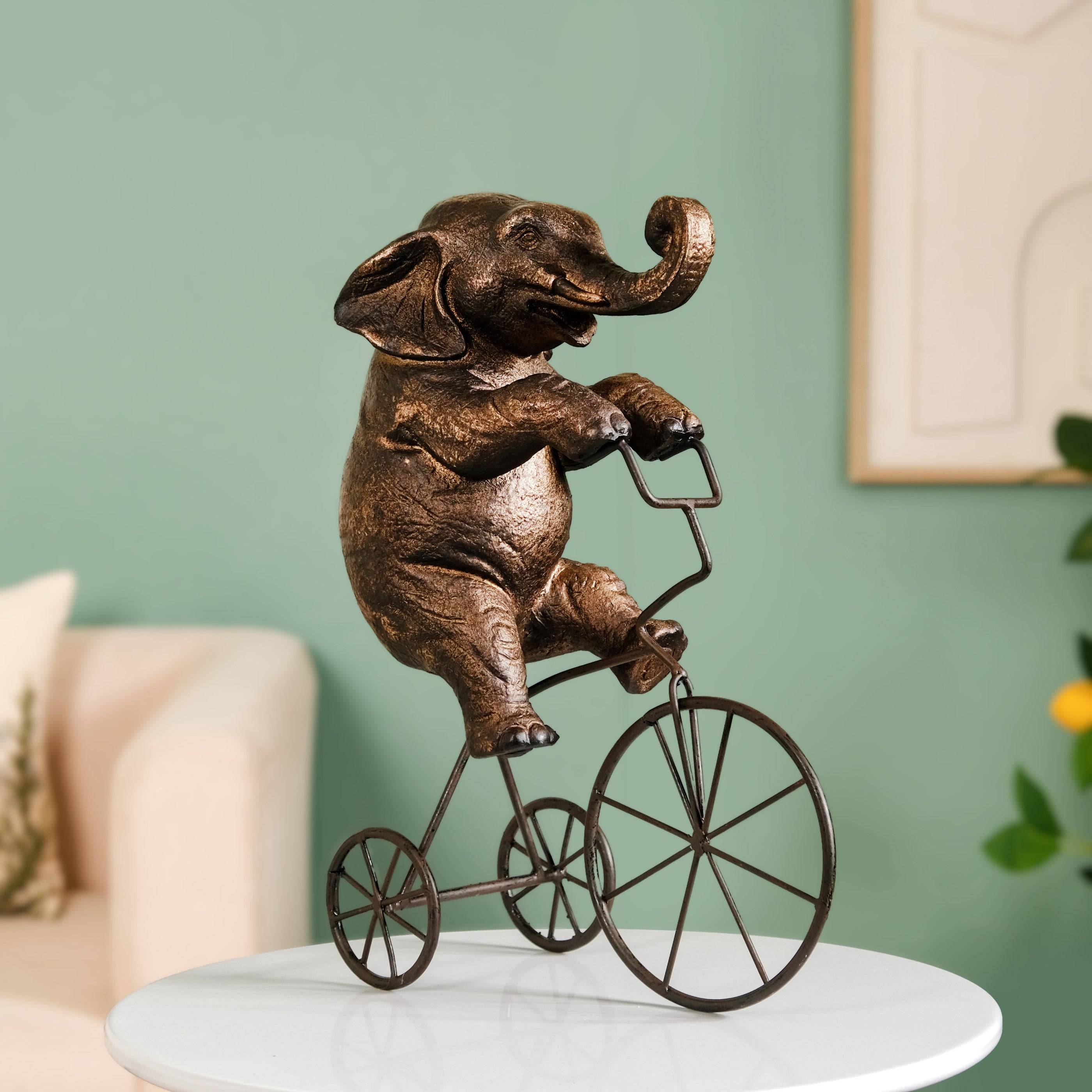 Decorative Cycling Elephant Figure