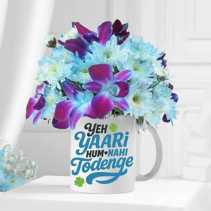 Bestie Mug with Orchids N Daisies