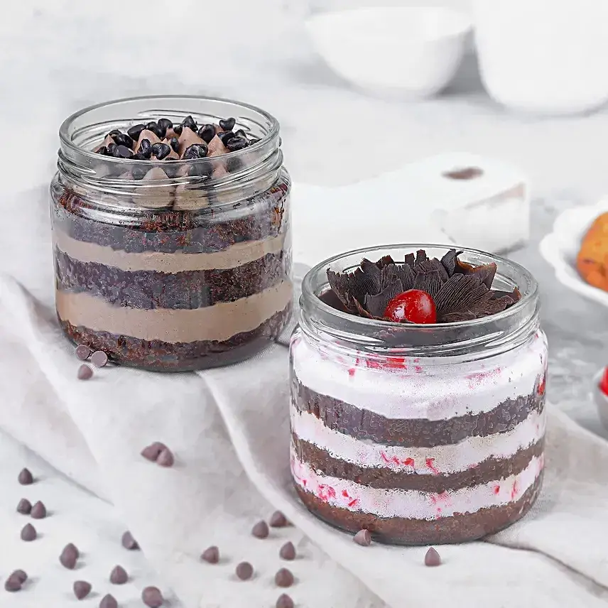 Delight Duo of Choco Chip & Black Forest Jar Cakes