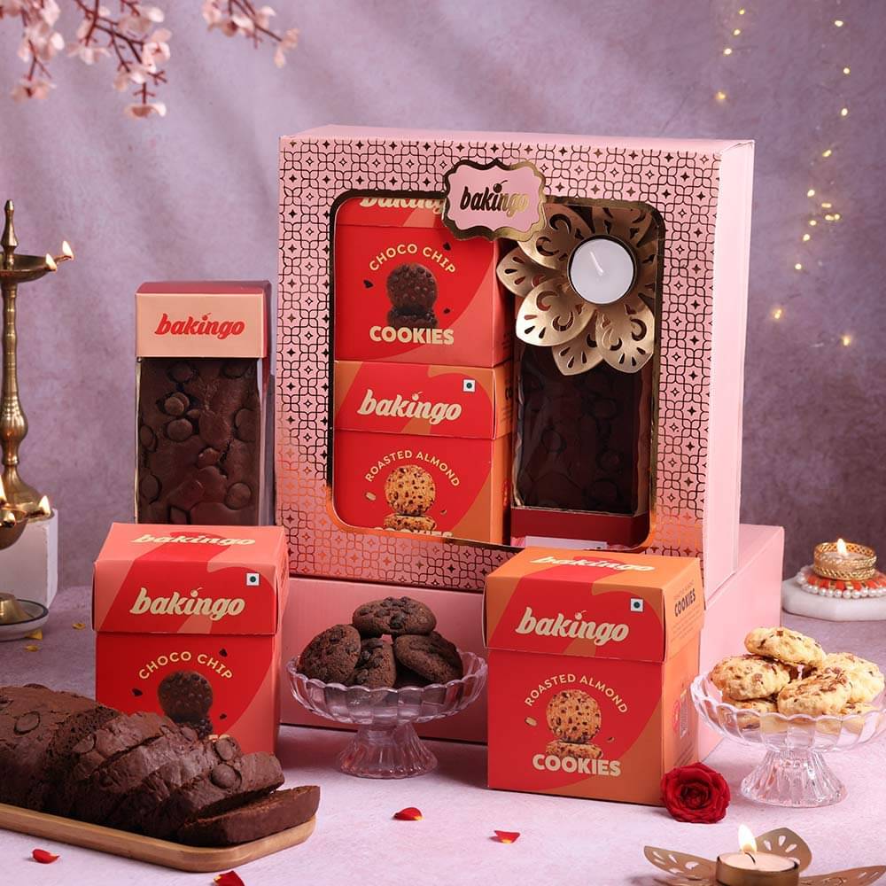 Delightful Tea Cake and Cookie Hamper With Candle