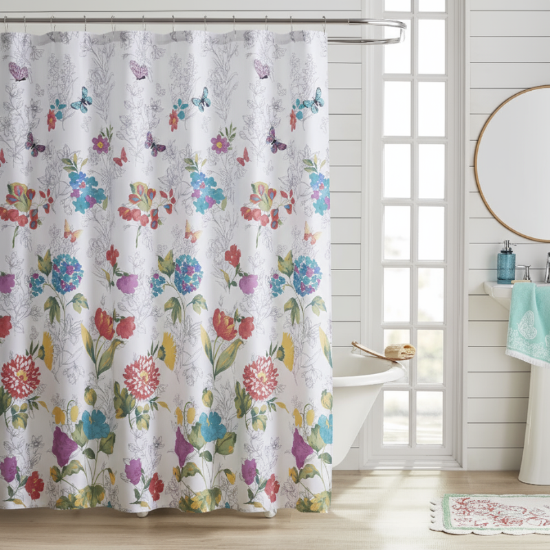 Printed Shower Curtain Random Designs/Plain – 180x180 cm (Random print) Buy @ ₹149