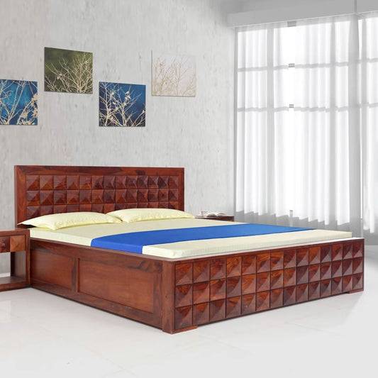 Diamond Sheesham Wood Bed in Honey Finish