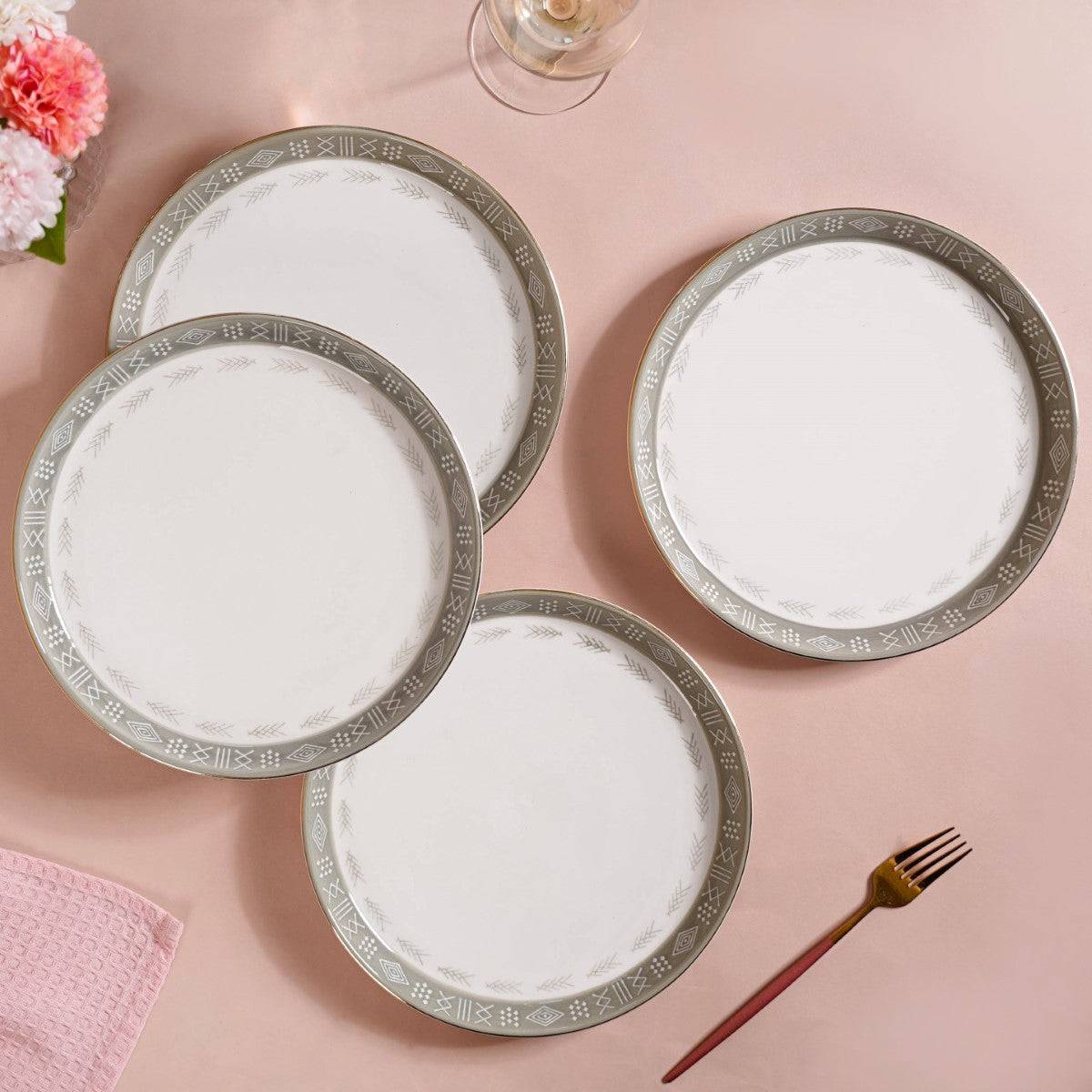 Set Of 4 Azo Grey Dinner Plates 10 Inch